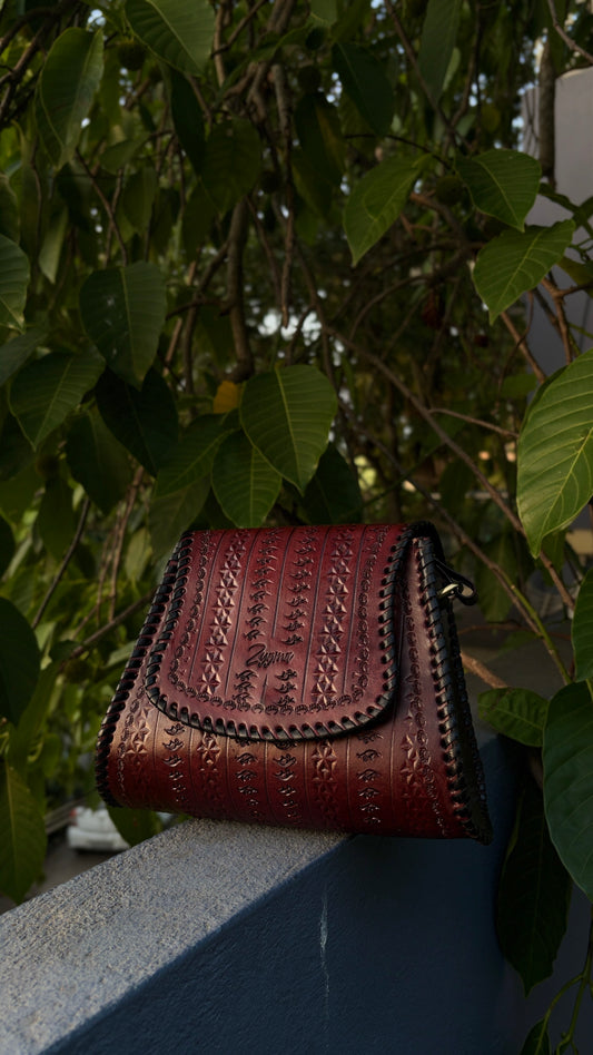Zygma Handmade Genuine Leather Sling Bag deep brown