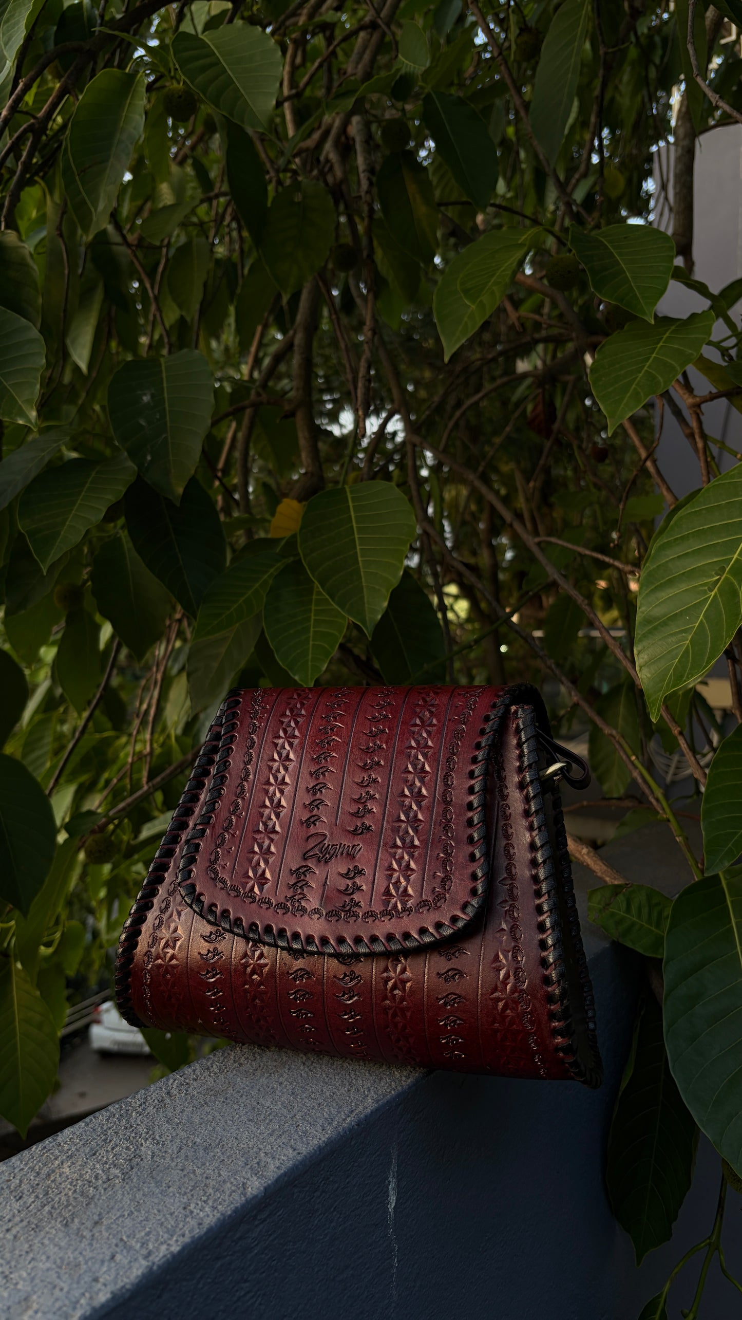 Zygma Handmade Genuine Leather Sling Bag deep brown