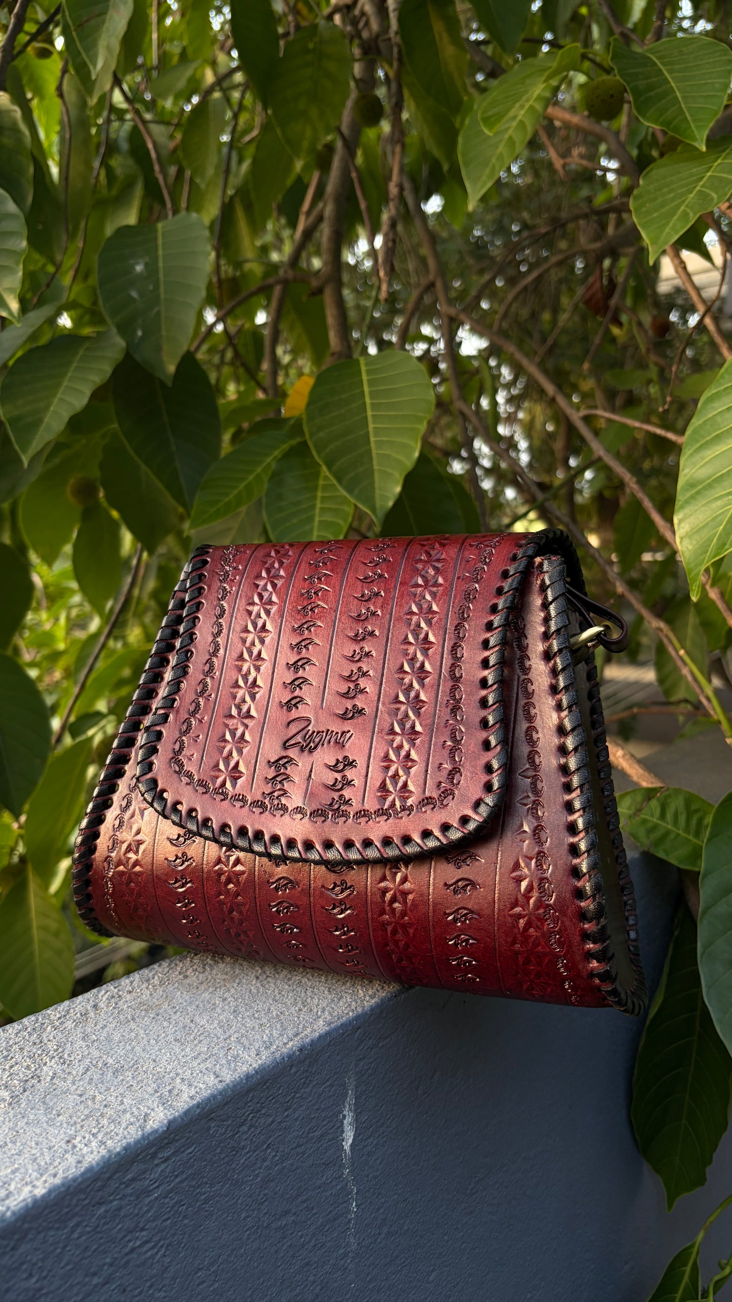 Zygma Handmade Genuine Leather Sling Bag deep brown