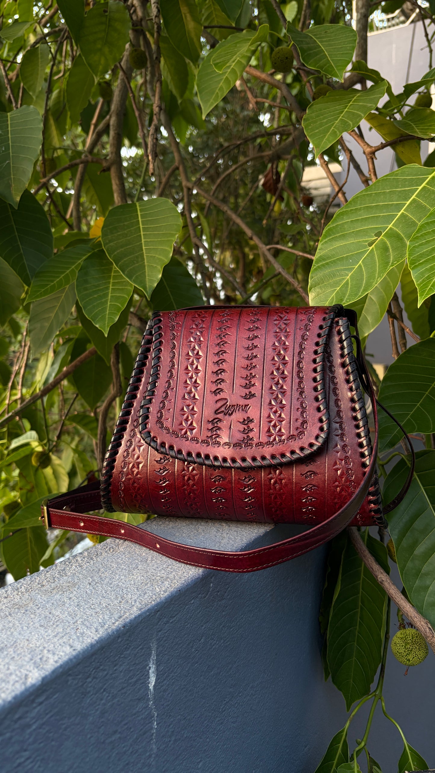 Zygma Handmade Genuine Leather Sling Bag deep brown