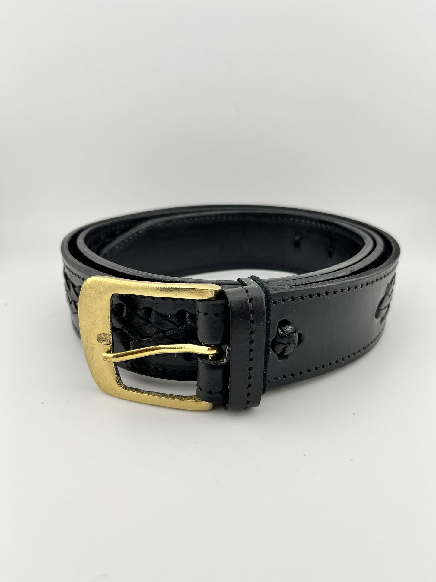 ZYGMA Handcrafted Genuine Leather Belt for Men | Hand Braided Center Braid with Antique Brass Buckle