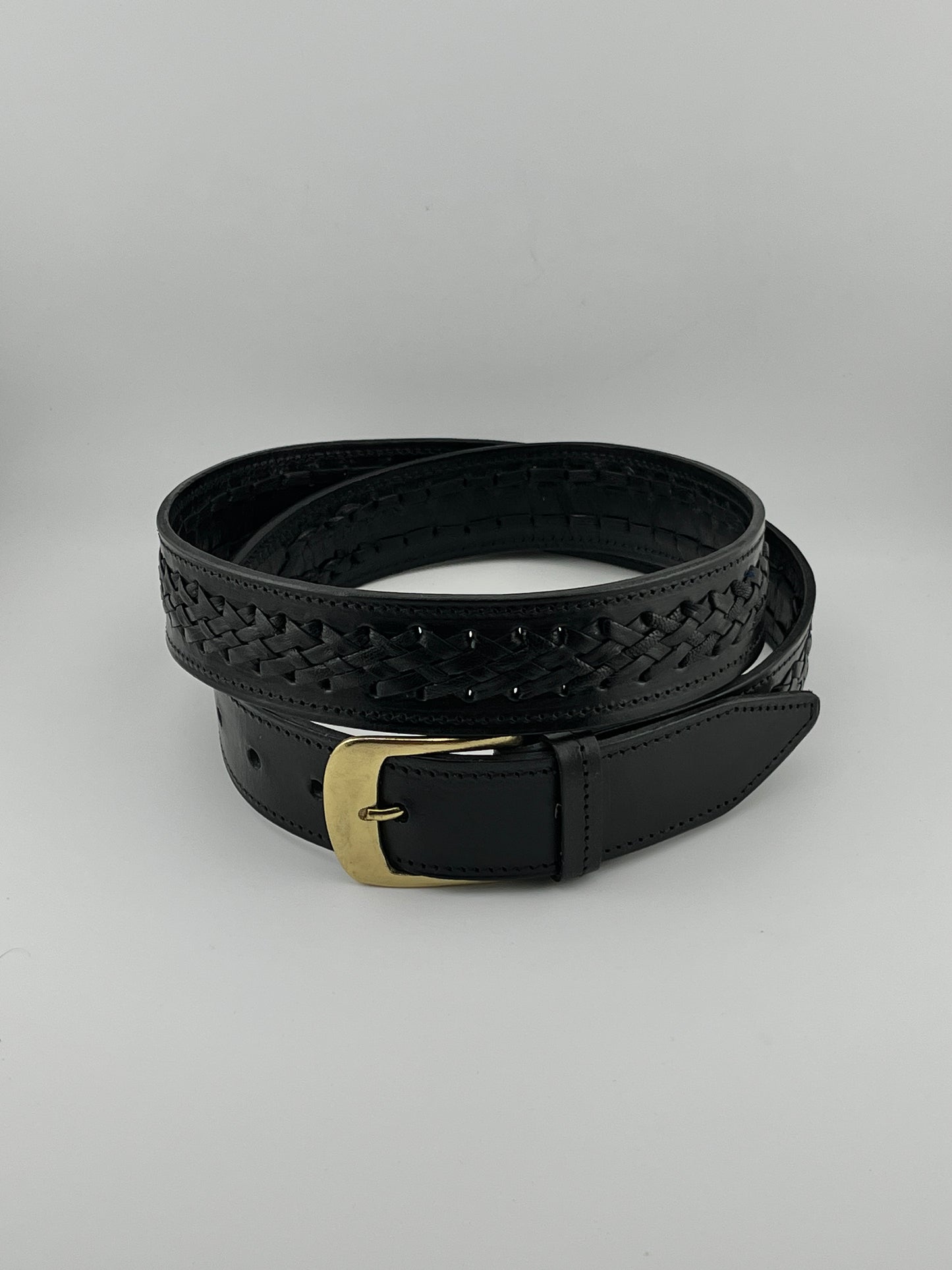 ZYGMA Handcrafted Genuine Leather Belt for Men | Hand Braided Center Braid with Antique Brass Buckle