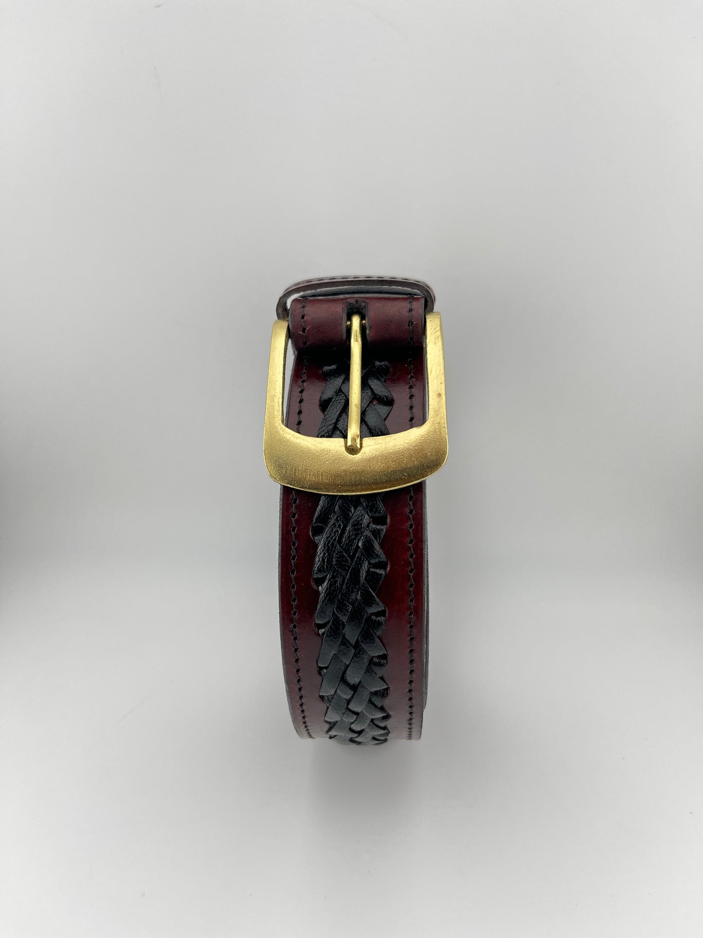 ZYGMA Handcrafted Genuine Leather Belt for Men | Hand Braided Center Braid with Antique Brass Buckle