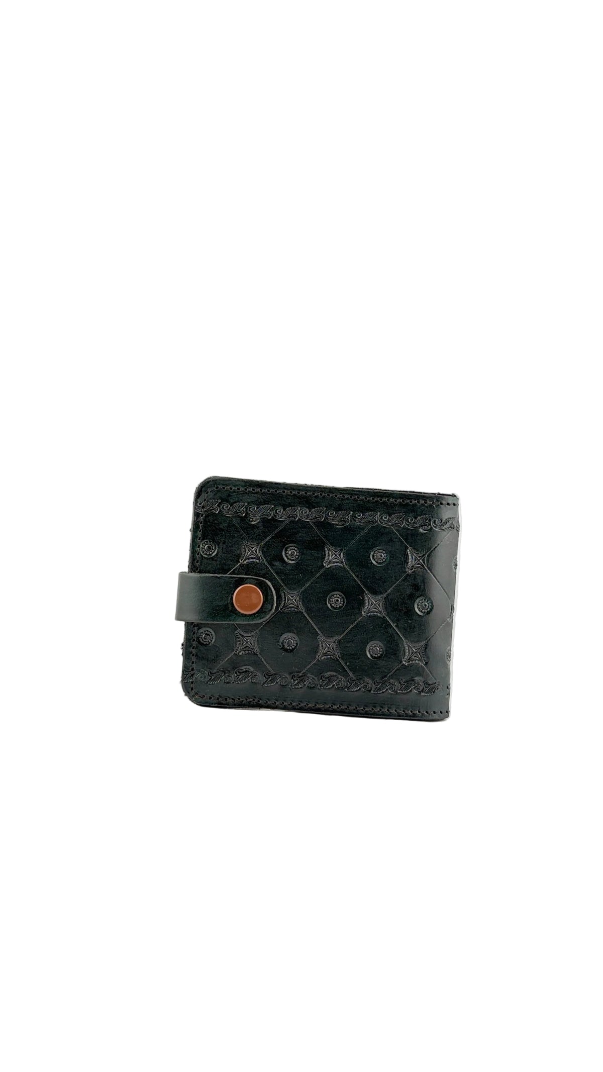 Zygma Handcrafted Genuine Leather Bifold Wallet for Men – Tooled Pattern Snap Closure Wallet