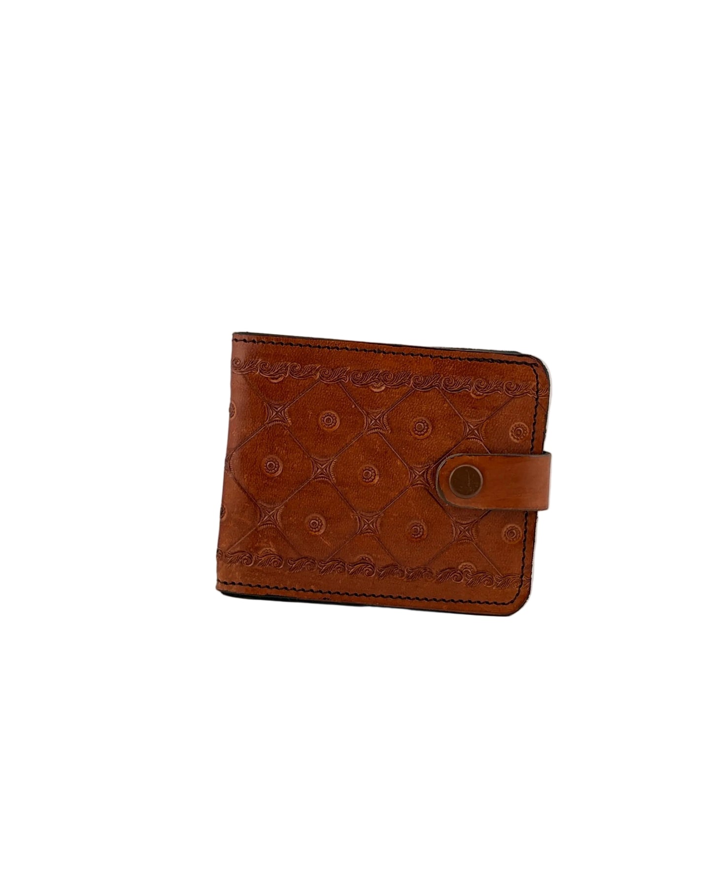 Zygma Handcrafted Genuine Leather Bifold Wallet for Men – Tooled Pattern Snap Closure Wallet