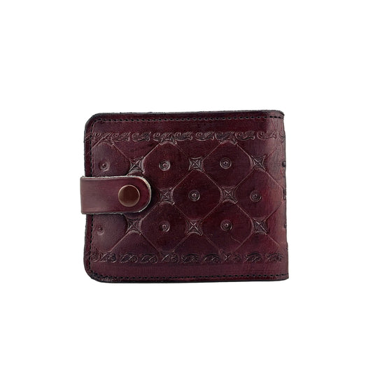 Zygma Handcrafted Genuine Leather Bifold Wallet for Men – Tooled Pattern Snap Closure Wallet