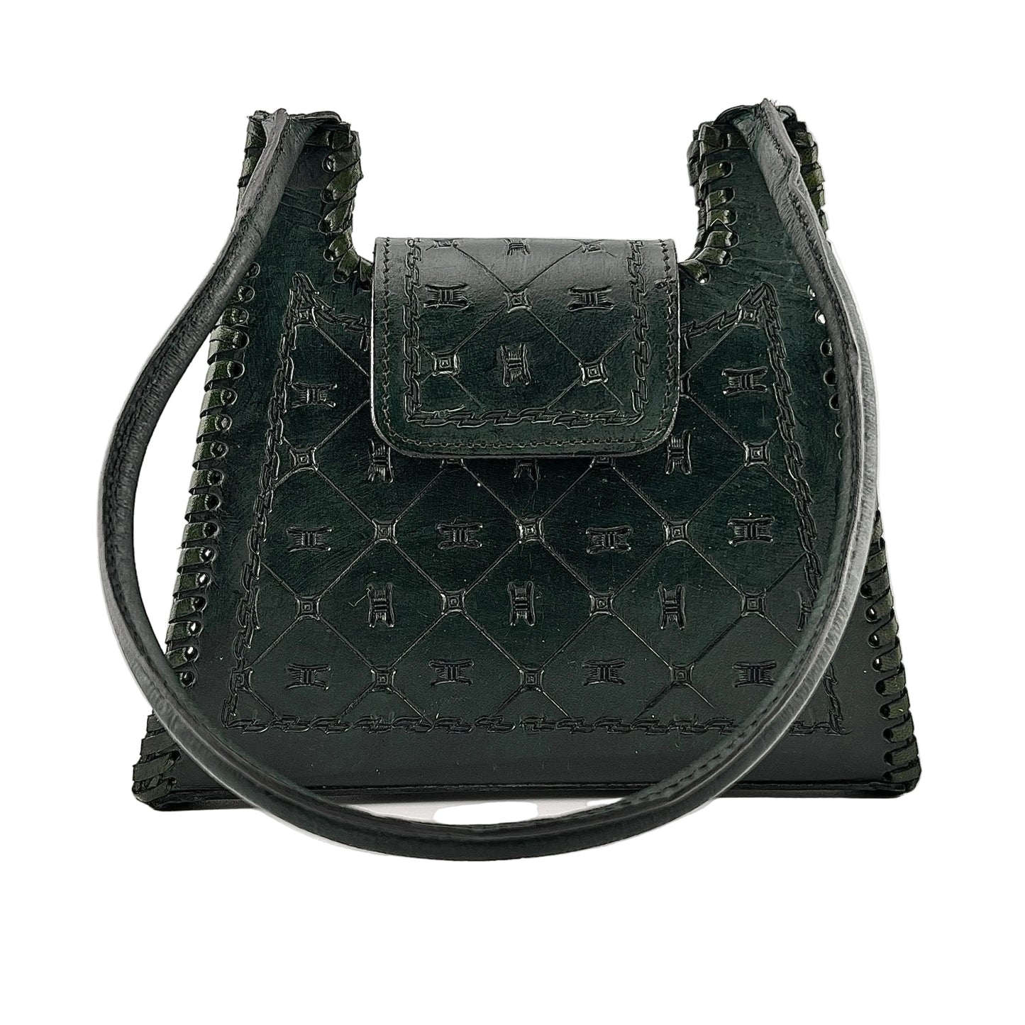 Zygma Handcrafted Genuine Leather Shoulder Bag – Artisan Tooled Pattern Structured Mini Tote for Women