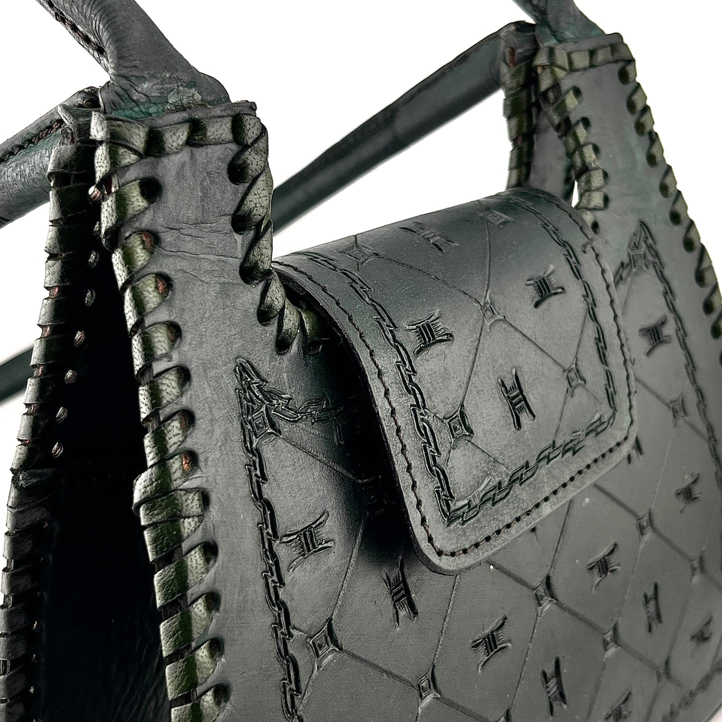 Zygma Handcrafted Genuine Leather Shoulder Bag – Artisan Tooled Pattern Structured Mini Tote for Women