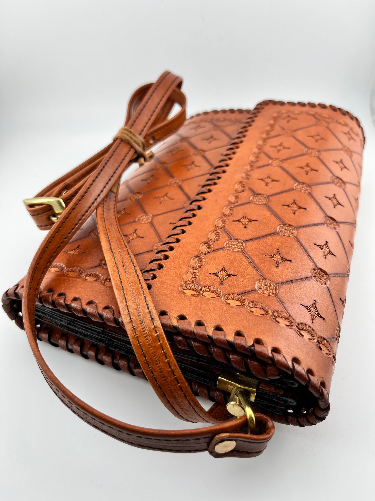 Zygma Handcrafted Genuine Leather Sling Bag – Artisan Tooled Crossbody Shoulder Bag for Women