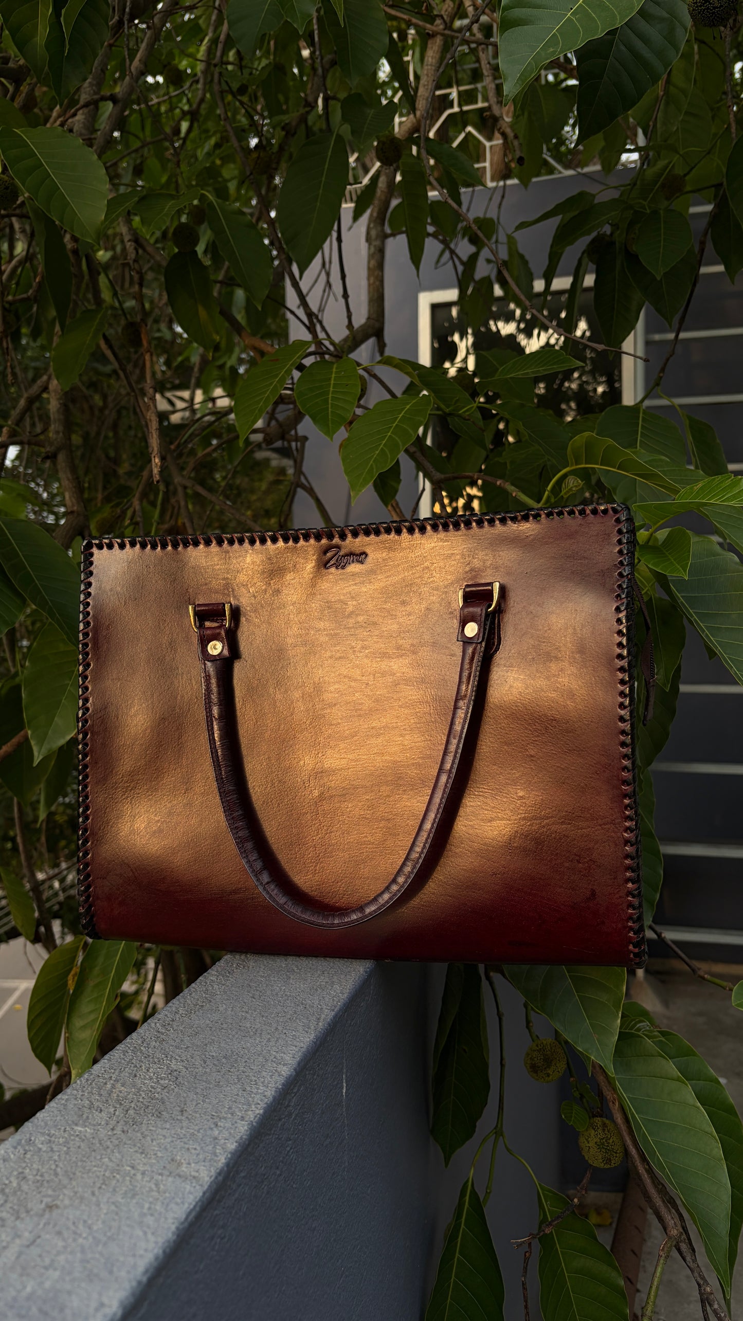 Zygma Burnished Laptop Tote — 14 Inch, Genuine Leather