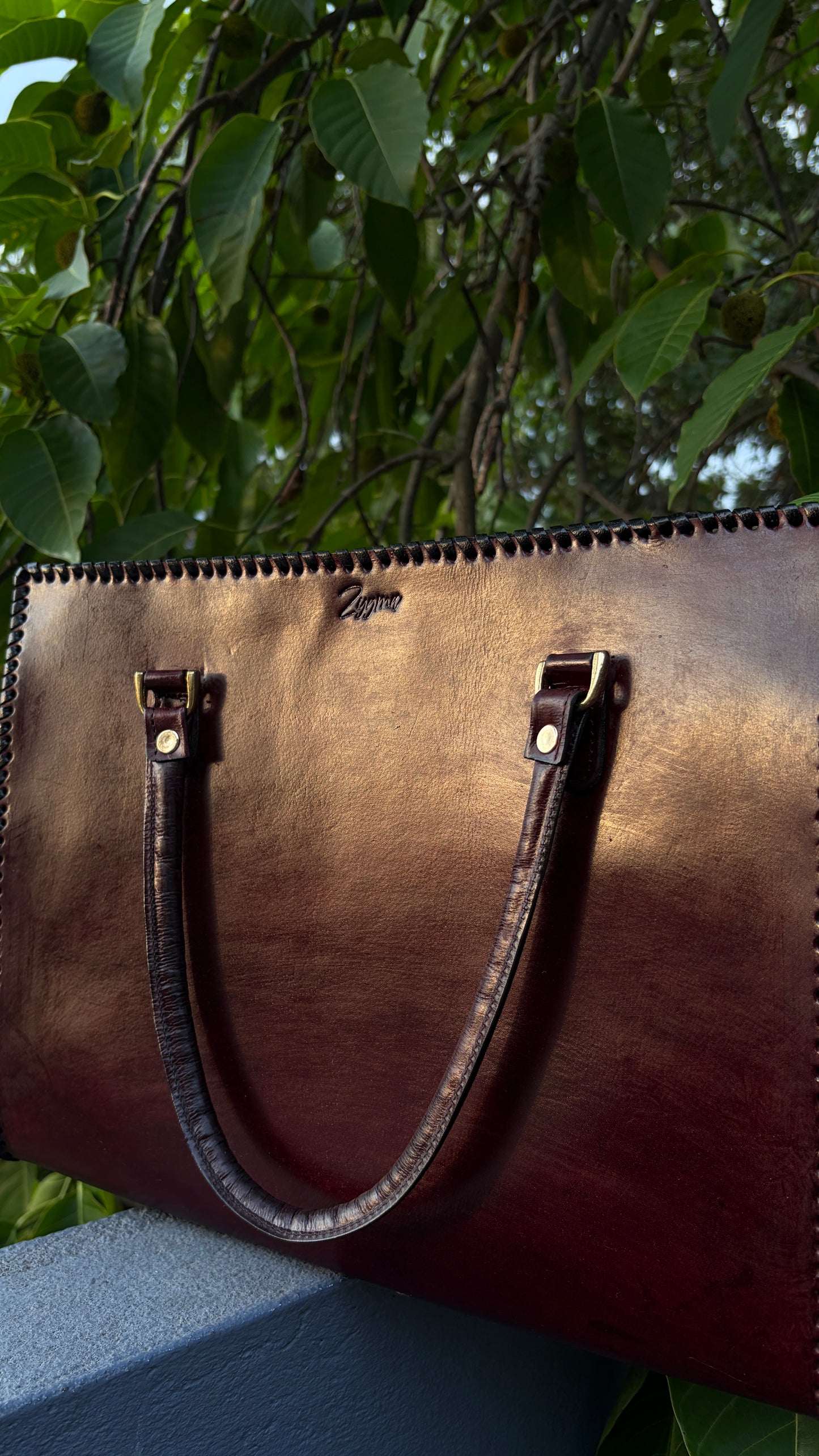 Zygma Burnished Laptop Tote — 14 Inch, Genuine Leather