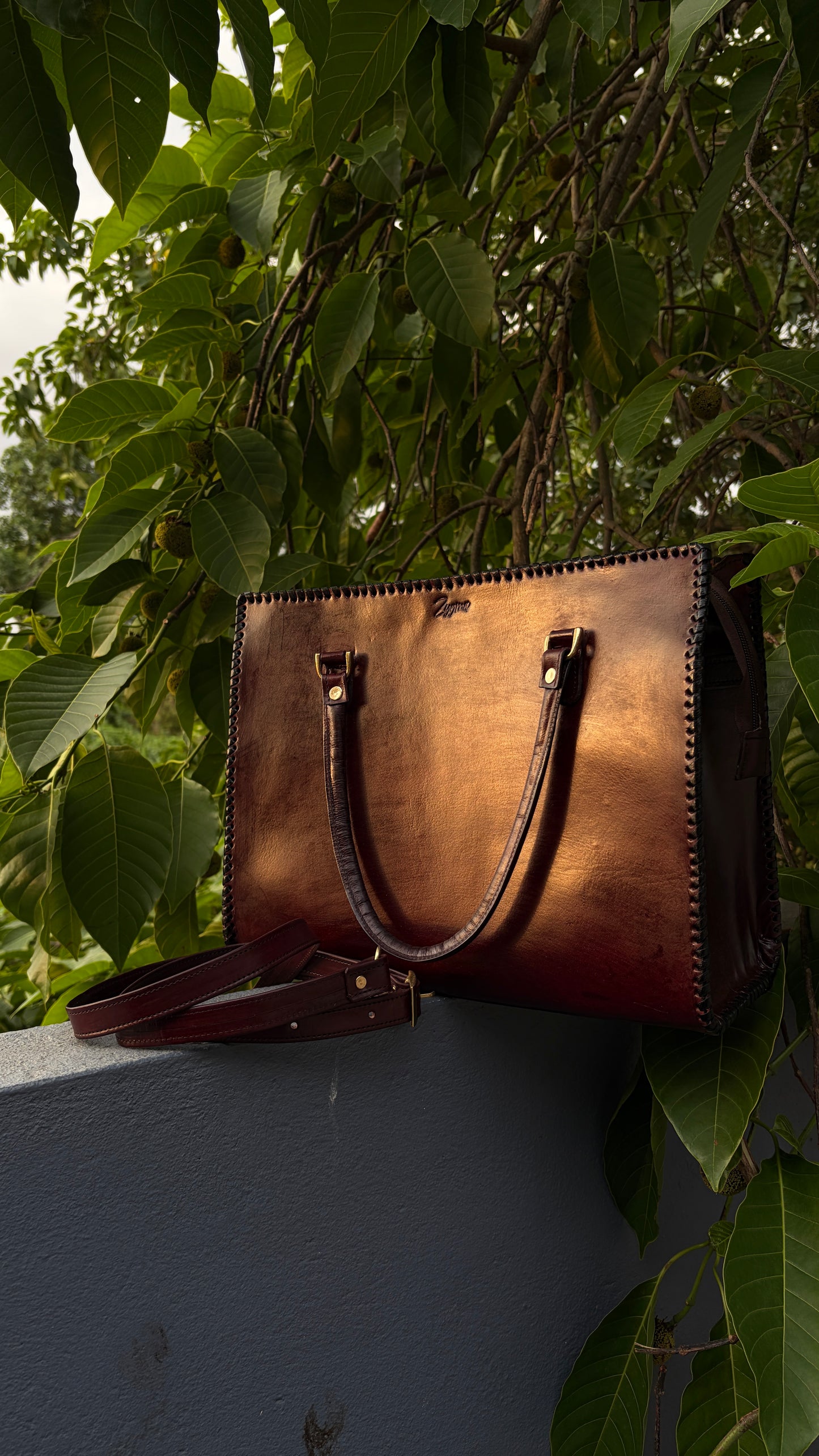Zygma Burnished Laptop Tote — 14 Inch, Genuine Leather