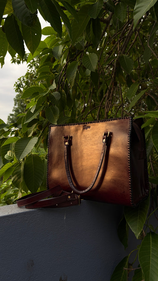 Zygma Burnished Laptop Tote — 14 Inch, Genuine Leather