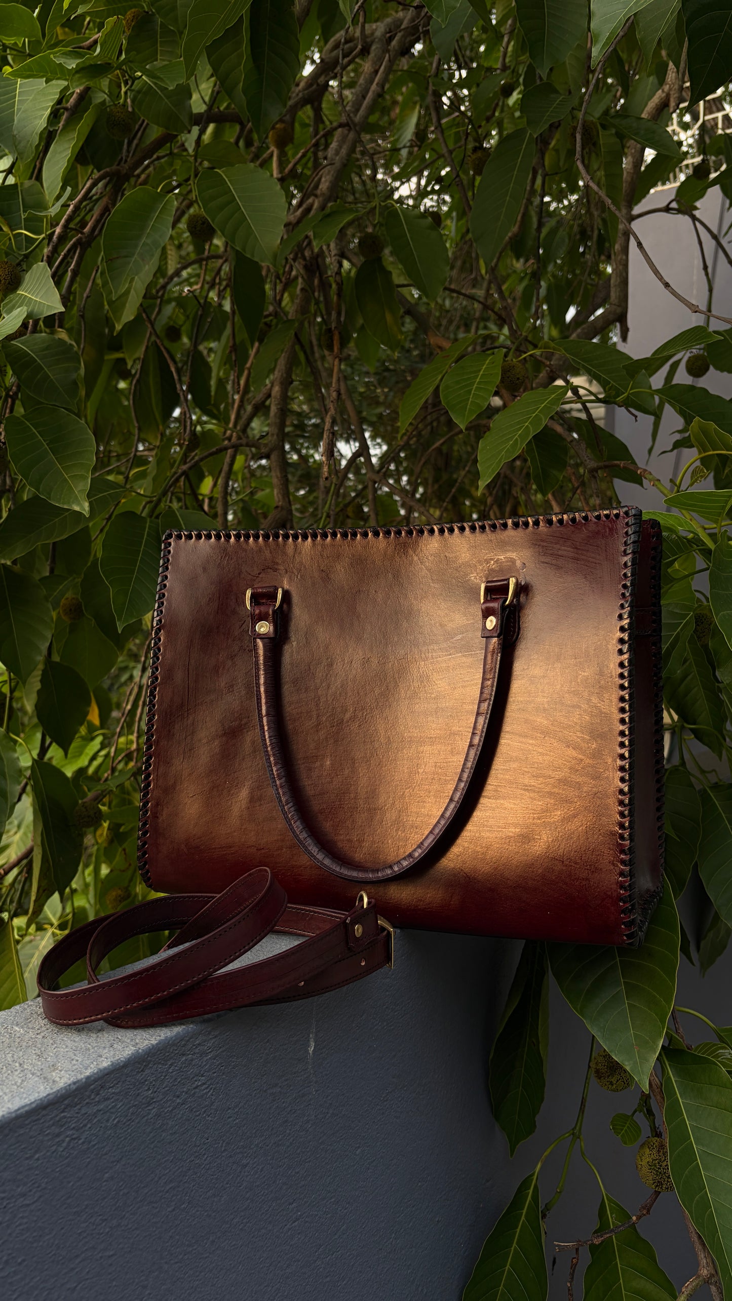 Zygma Burnished Laptop Tote — 14 Inch, Genuine Leather