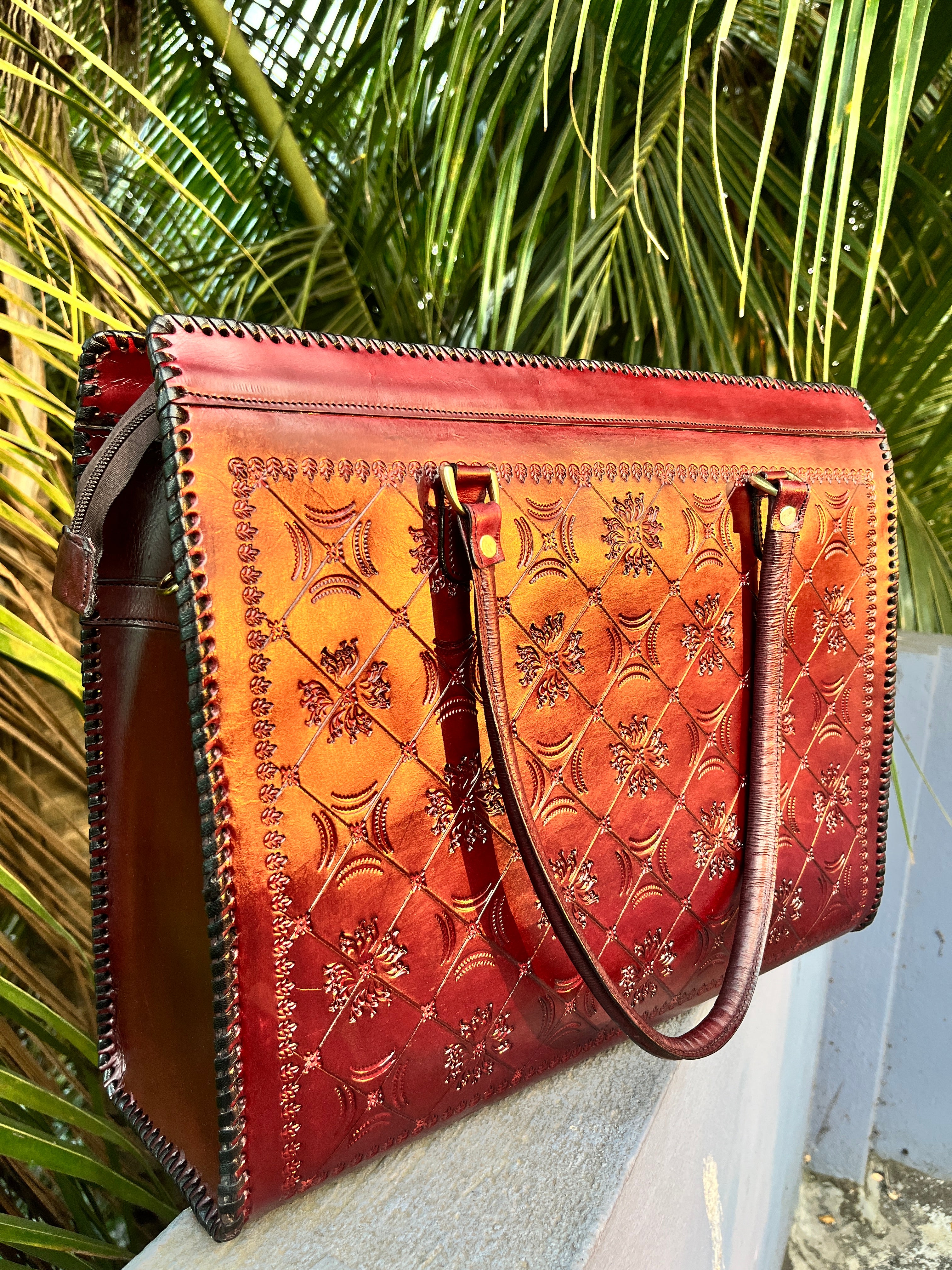 Handmade Leather 16 Inch Laptop Oversized Tote Bag for Women