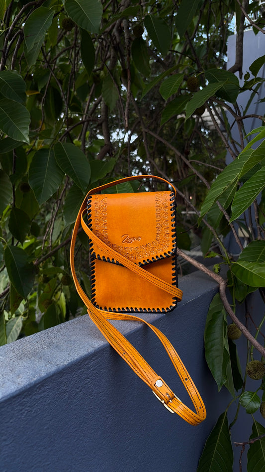 Genuine Leather Mobile Sling Bag for Women | Small Crossbody Phone Bag | Zygma | yellow