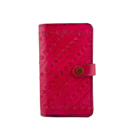 Zygma Embossed Passport Wallet — Pink, Genuine Leather