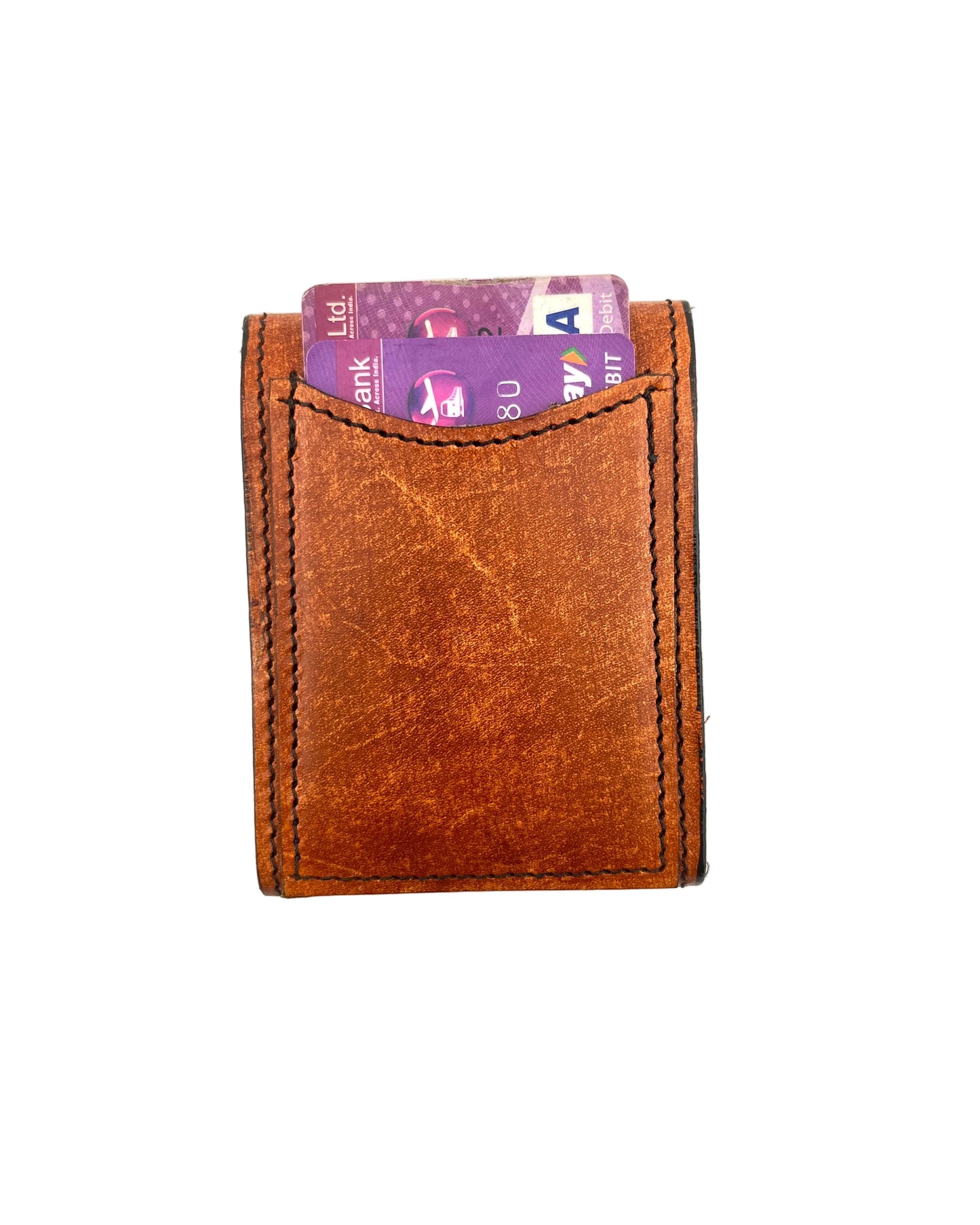 Zygma Slim Minimalist Vertical Leather Wallet for Men & Women – Compact Card Holder with Snap Button (10cm x 7.7cm x 0.5cm)