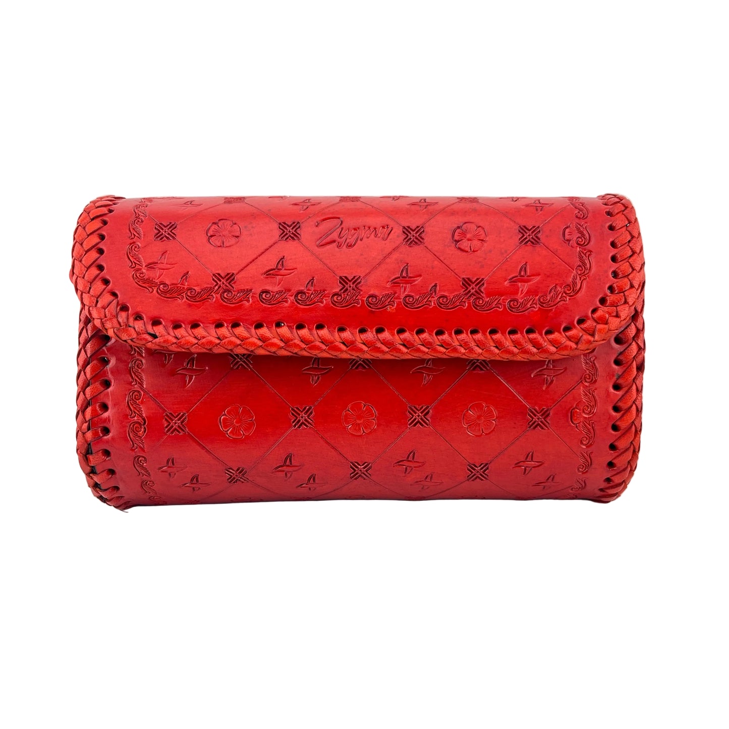 Zygma Red Embossed Leather sling bag