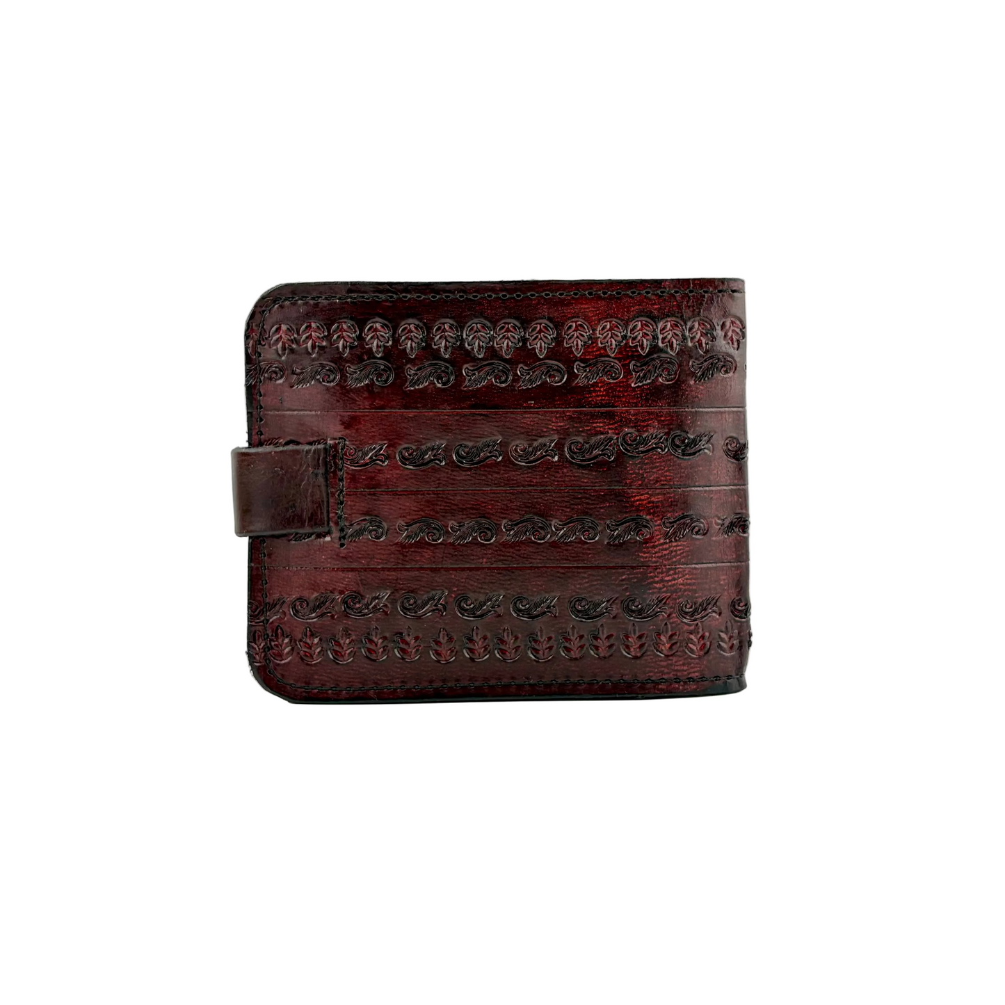 Zygma Genuine Leather Bifold Wallet for Men | Hand-Tooled Leaf Pattern | Brown