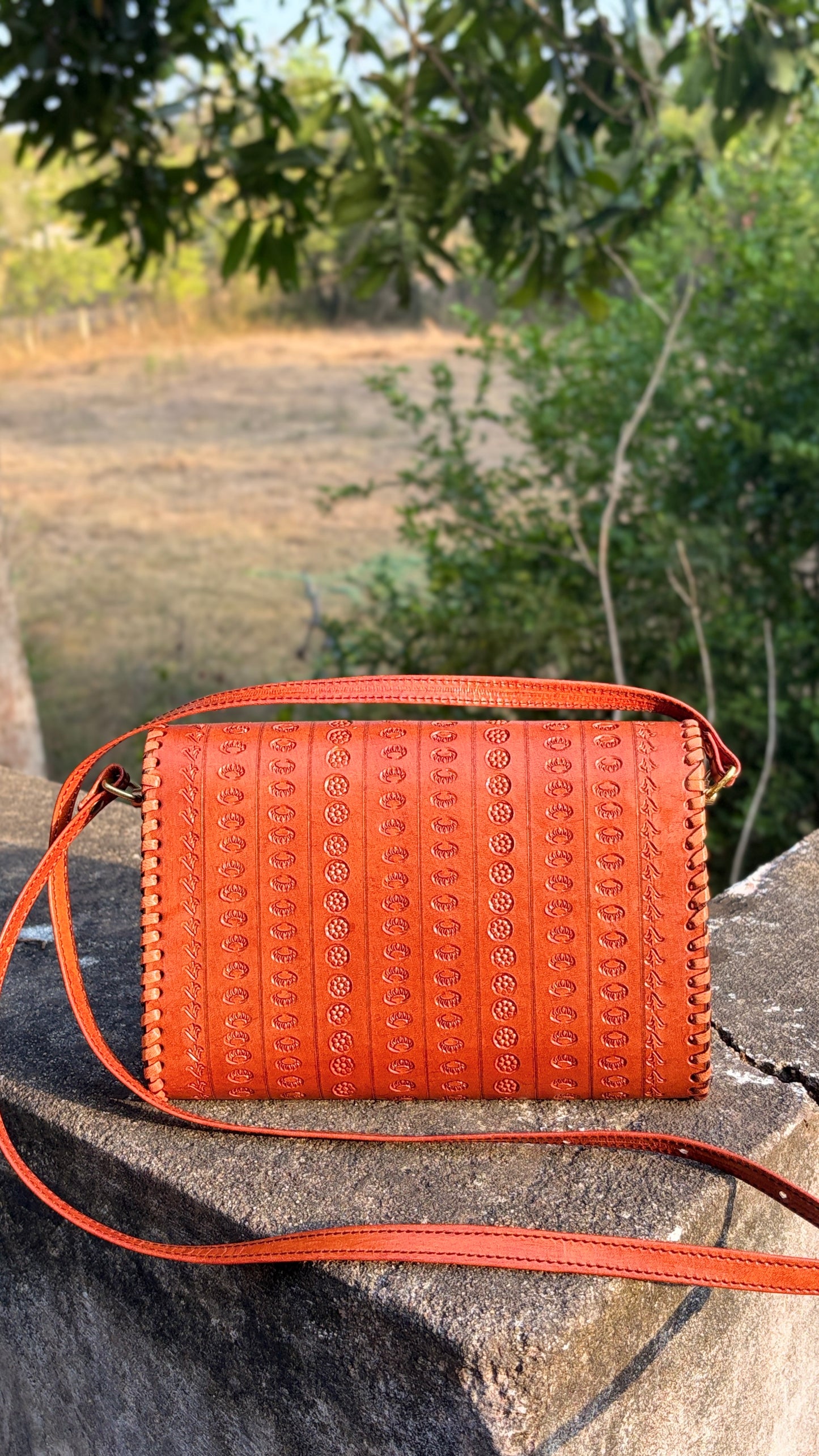 zygma handmade tan sling bag