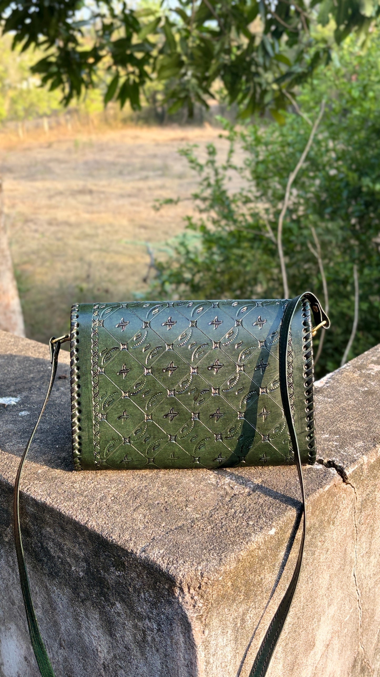 zygma handmade tan sling bag