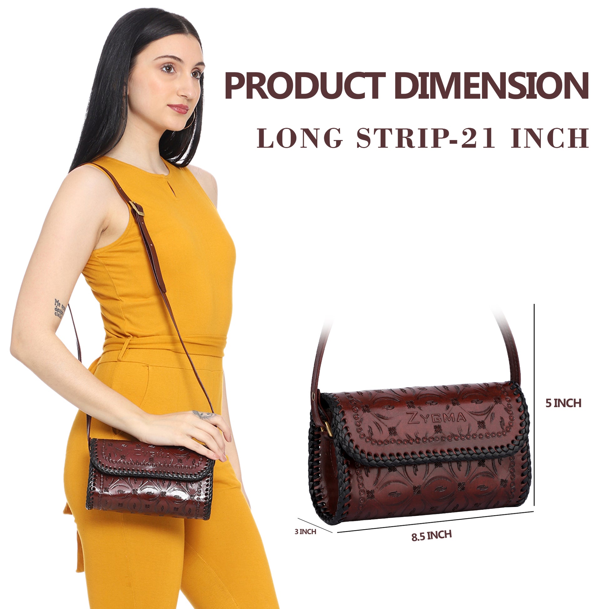 Stylish Dark Brown Leather Sling Bag 