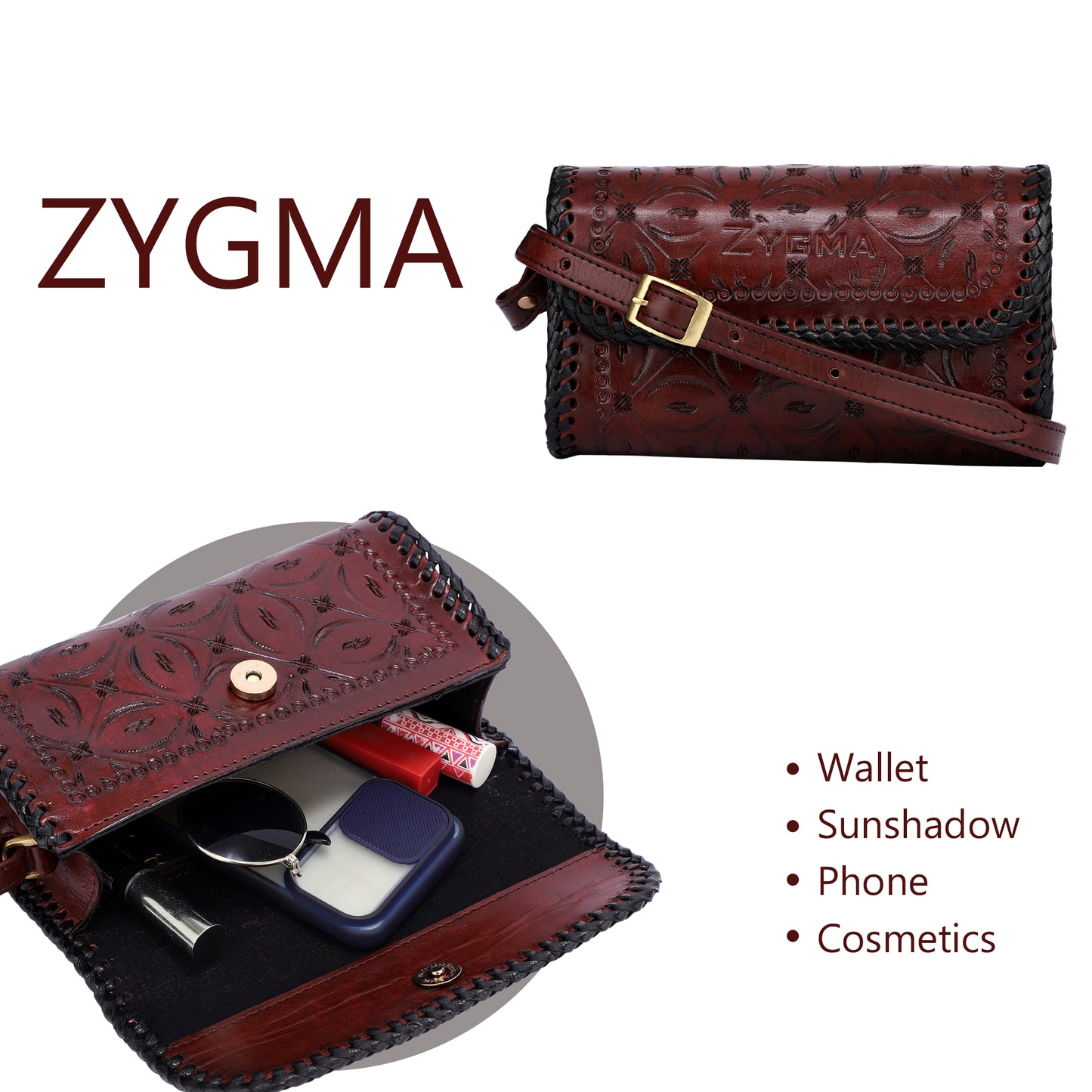 Zygma® Pure Leather Sling Bag for Women | Handmade Genuine Leather Crossbody